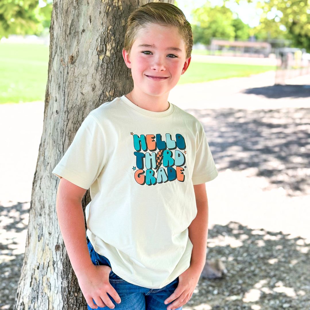 Hello Third Grade Short Sleeve T-Shirt - Natural