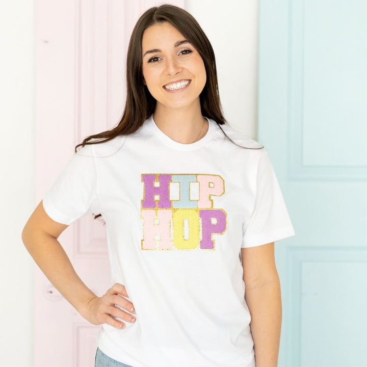 Hip Hop Patch Easter Adult Short Sleeve T-Shirt - White
