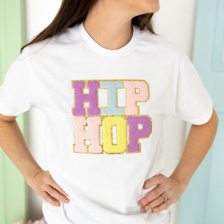 Hip Hop Patch Easter Adult Short Sleeve T-Shirt - White