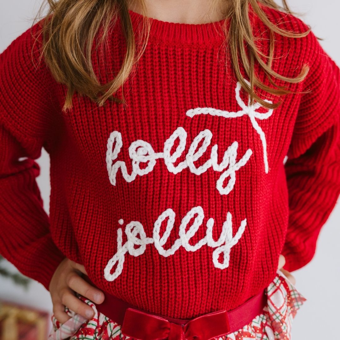 Holly Jolly Bow Christmas Knit Sweater