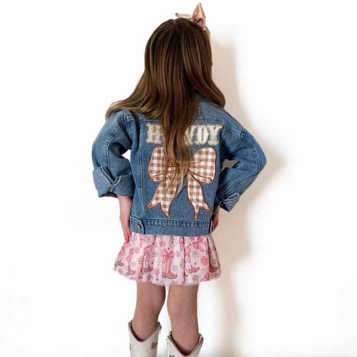 Howdy Gingham Bow Patch Denim Jacket