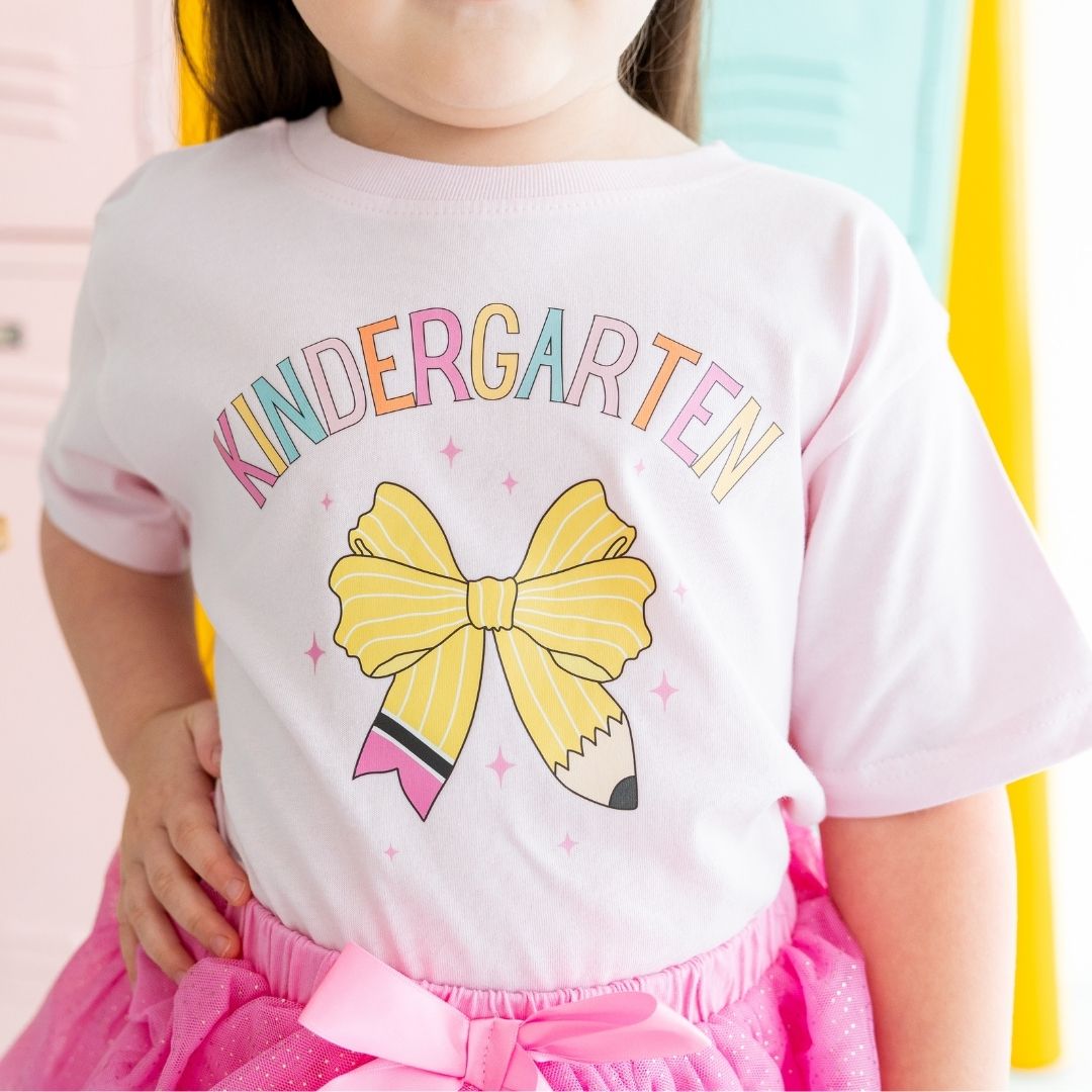 Kindergarten Pencil Bow Short Sleeve T-Shirt - Ballet
