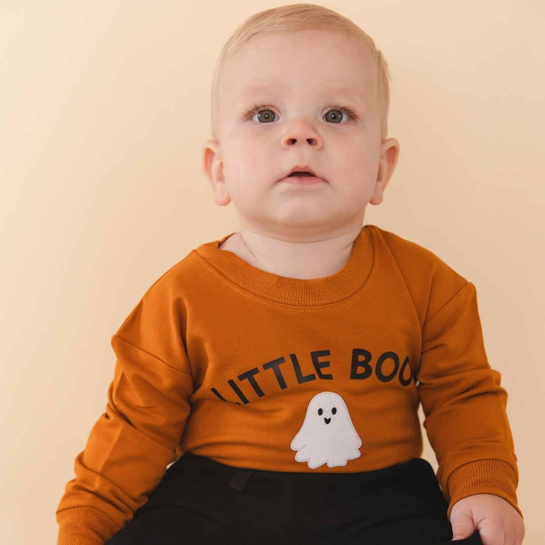Little Boo Patch Halloween Long Sleeve Romper