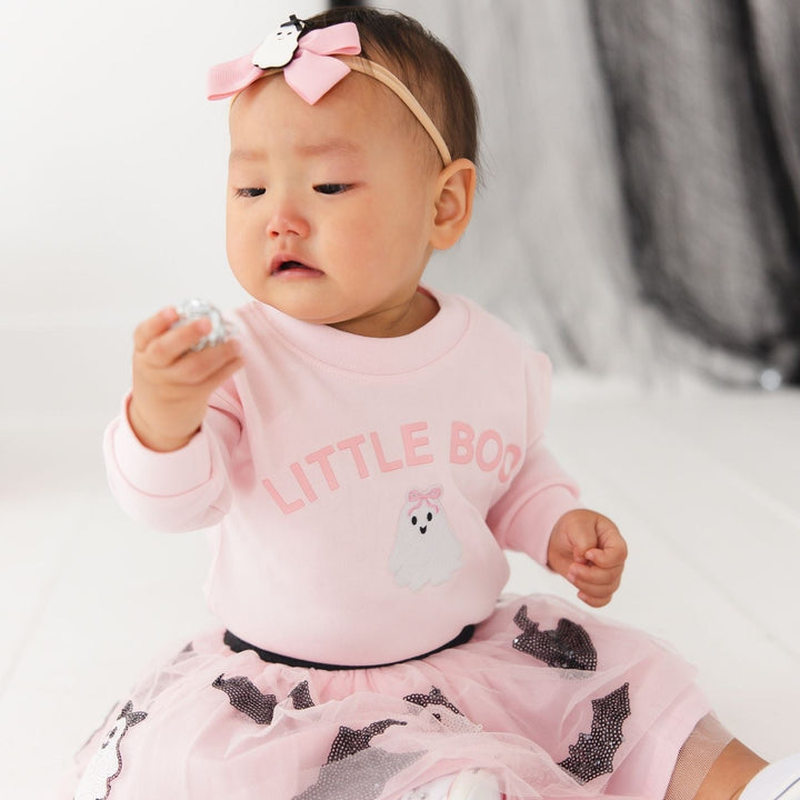 Little Boo Patch Halloween Long Sleeve Romper