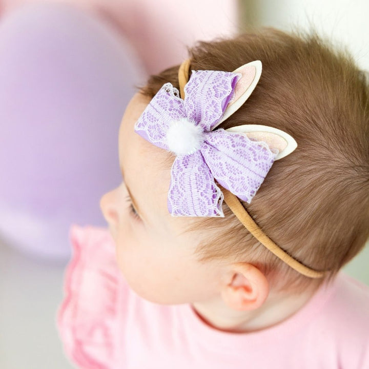 Lavender Lace Easter Bunny Bow Baby Headband