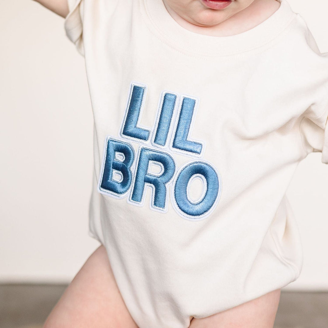 Lil Bro Embroidered Patch Short Sleeve Romper