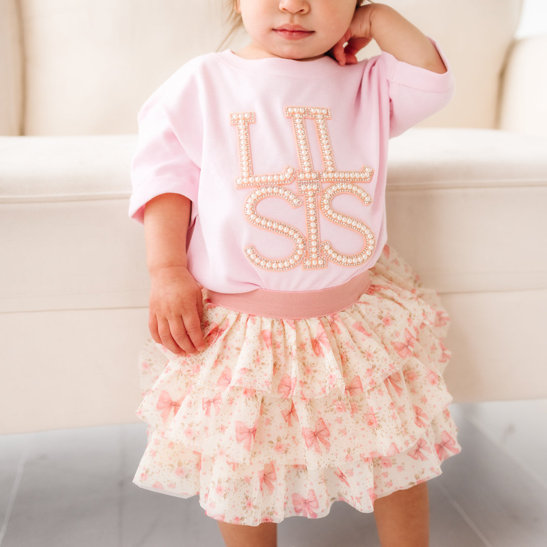 Lil Sis Pearl Patch Short Sleeve Romper - Ballet