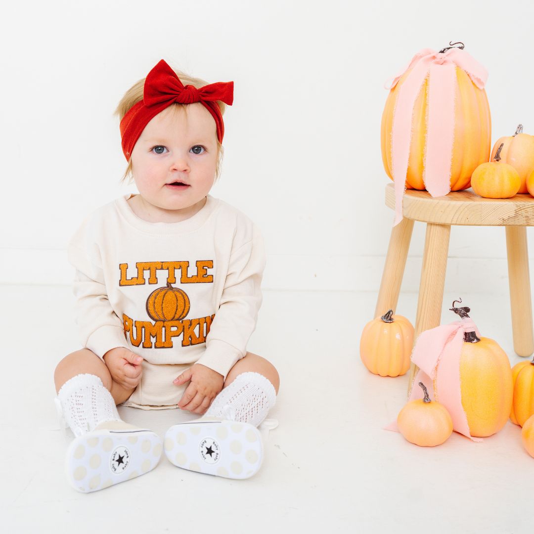 Little Pumpkin Patch Long Sleeve Romper - Natural