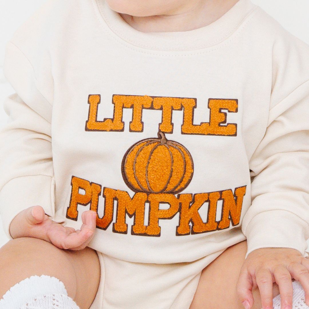 Little Pumpkin Patch Long Sleeve Romper - Natural