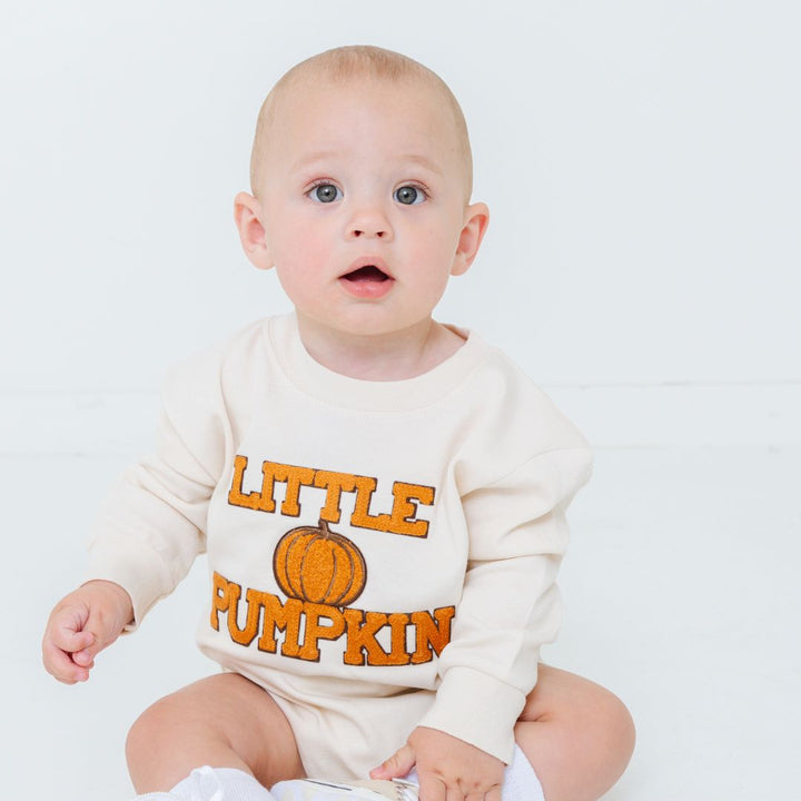 Little Pumpkin Patch Long Sleeve Romper - Natural