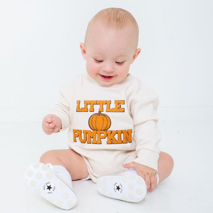 Little Pumpkin Patch Long Sleeve Romper - Natural