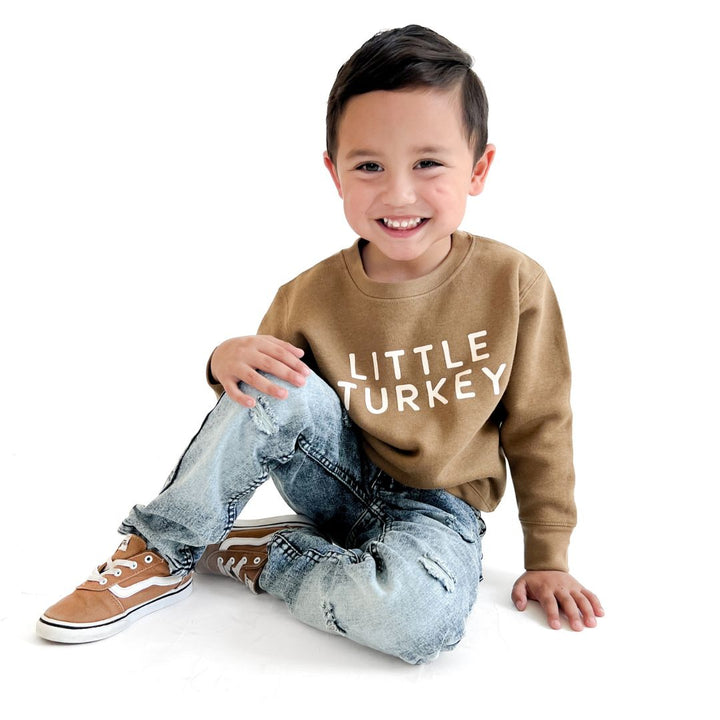 Little Turkey Thanksgiving Sweatshirt - Mocha