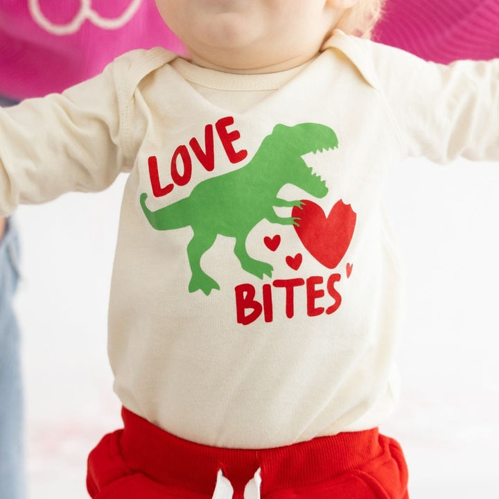 Love Bites Valentine's Day Long Sleeve Bodysuit - Natural