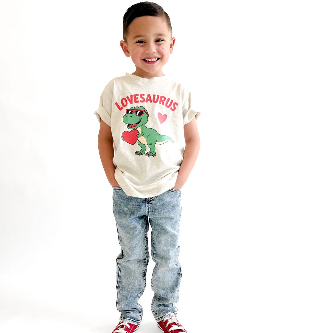 Lovesaurus Valentine's Day Short Sleeve T-Shirt - Natural Heather