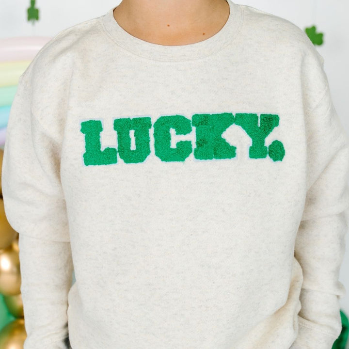Lucky Varsity Patch St. Patrick's Day Sweatshirt - Natural