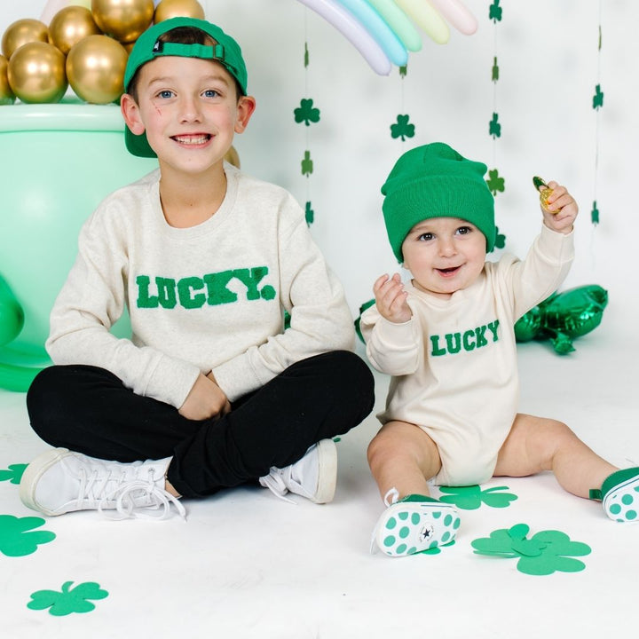 Lucky Varsity Patch St. Patrick's Day Sweatshirt - Natural