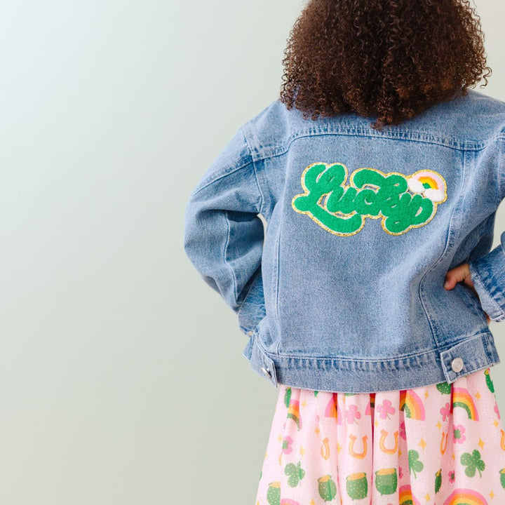 Lucky Rainbow Patch St. Patrick's Day Denim Jacket
