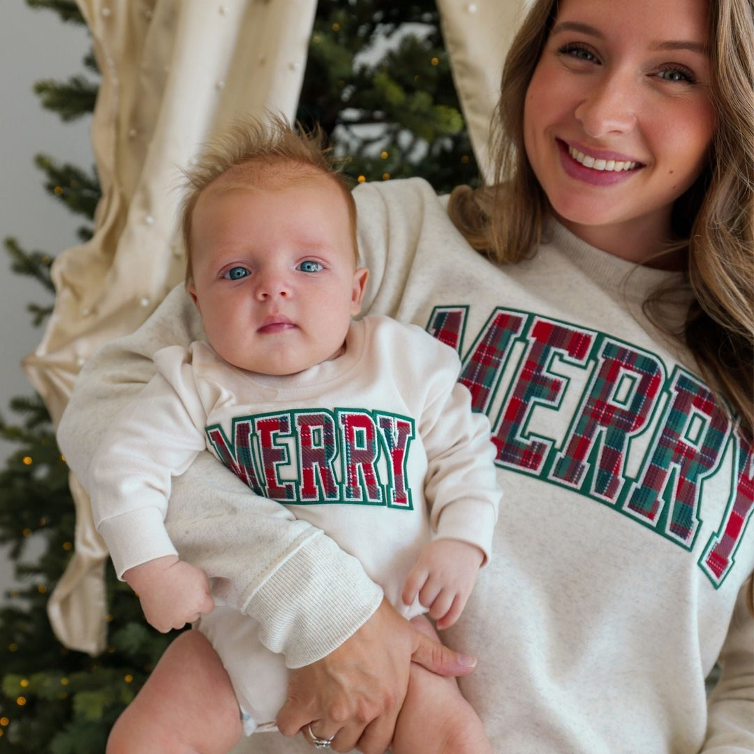 Merry Tartan Patch Christmas Women's Sweatshirt