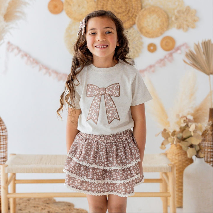 Mocha Floral Lace Bow Clip Set