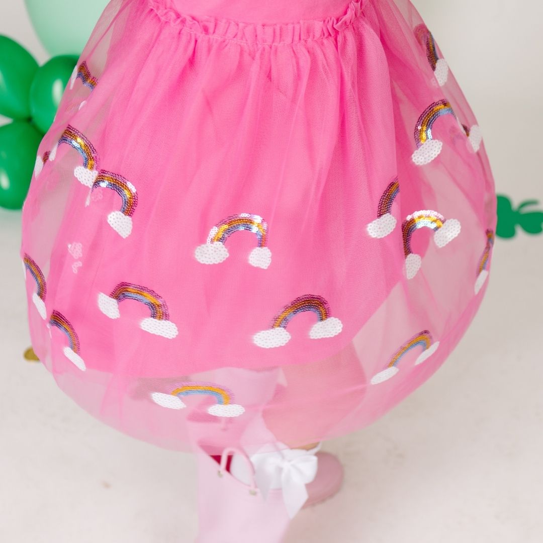 Magical Rainbow Short Sleeve Tutu Dress