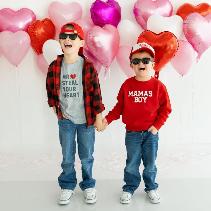 Mr. Steal Your Heart Valentine's Day Short Sleeve T-Shirt - Gray
