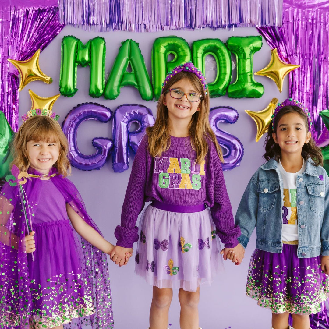 Sweet Wink Little Girls Mardi Gras Confetti Short Sleeve Tutu Dress - Purple Sweet Wink Little Girls Mardi Gras Confetti Short Sleeve Tutu Dress - Purple