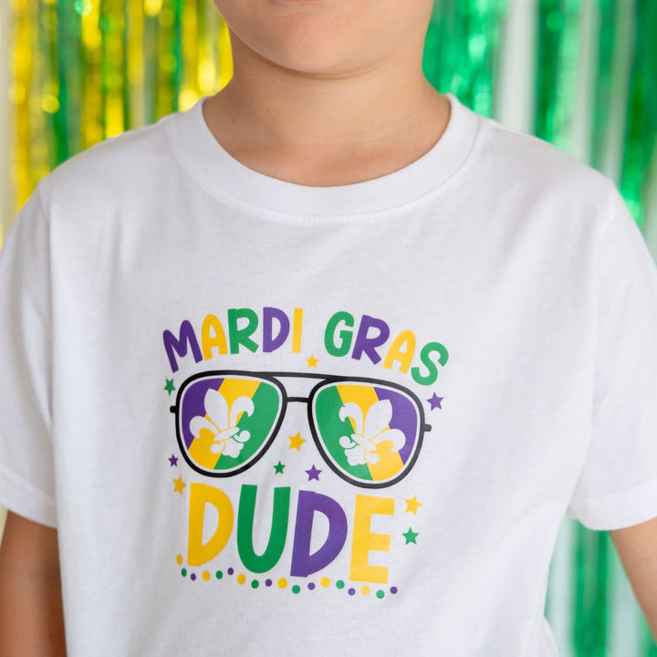 Mardi Gras Dude Short Sleeve T-Shirt - White