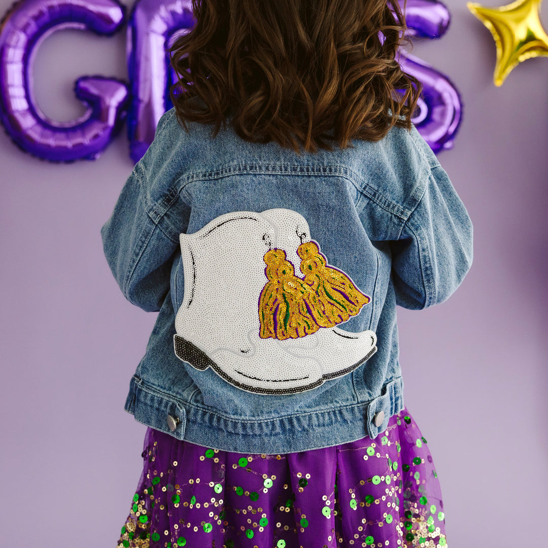 Mardi Boots Sequin Patch Denim Jacket