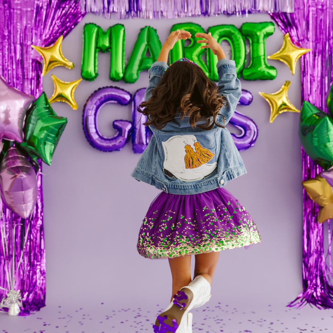 Mardi Boots Sequin Patch Denim Jacket