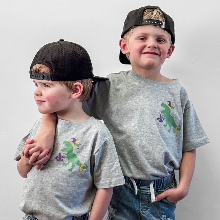 Mardi Gras Party Dino Short Sleeve T-Shirt