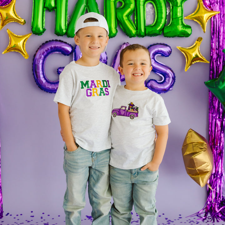 Mardi Gras Truck Patch Short Sleeve T-Shirt - Ash