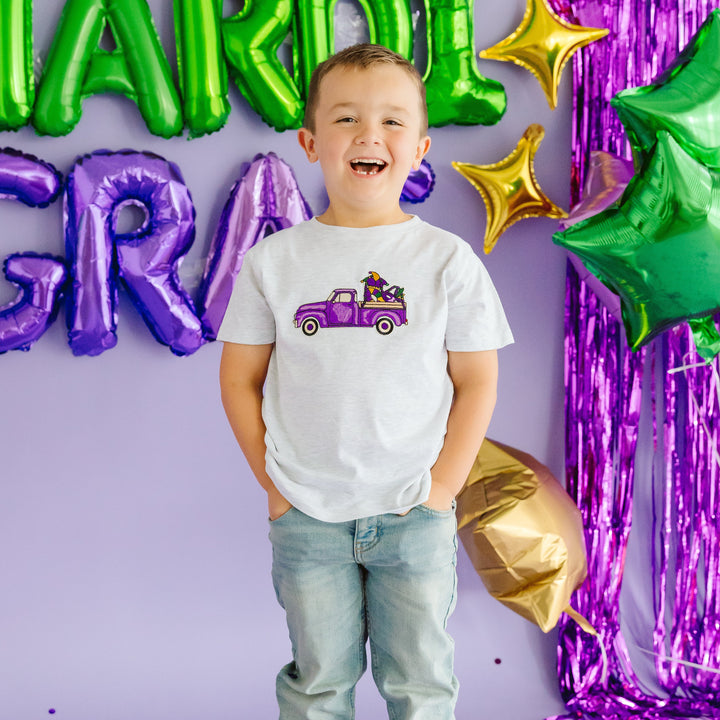 Mardi Gras Truck Patch Short Sleeve T-Shirt - Ash