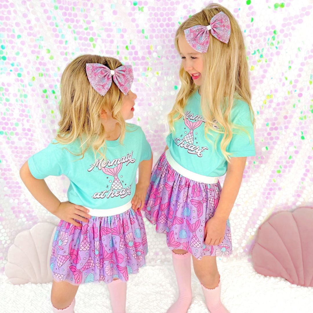Mermaid Splash Tulle Bow Clip