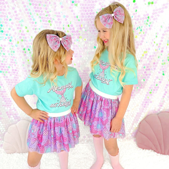 Mermaid Splash Tulle Bow Clip