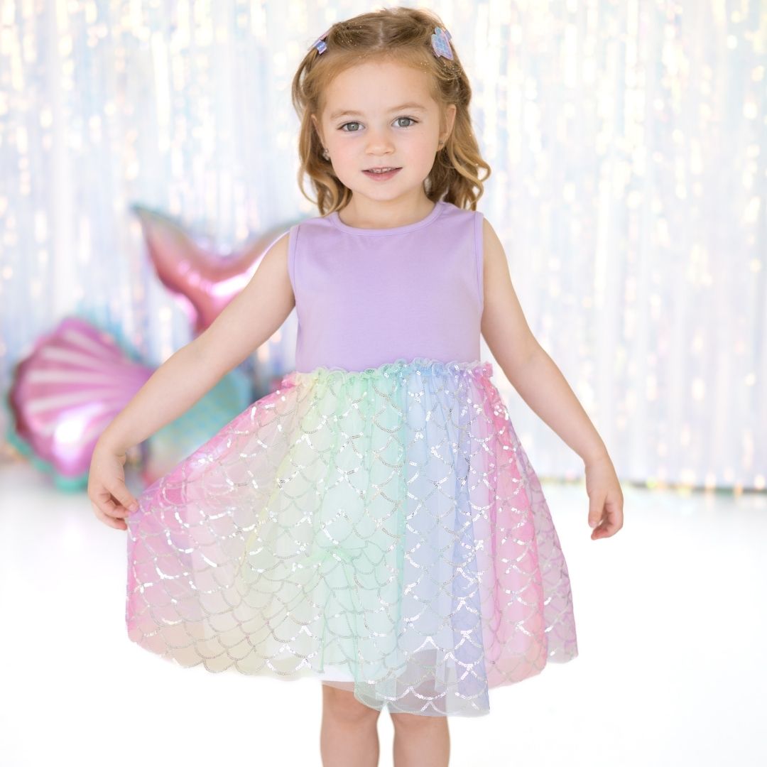 Sweet Wink Little and Big Girls Rainbow Mermaid Tank Tutu Dress - Multicolor