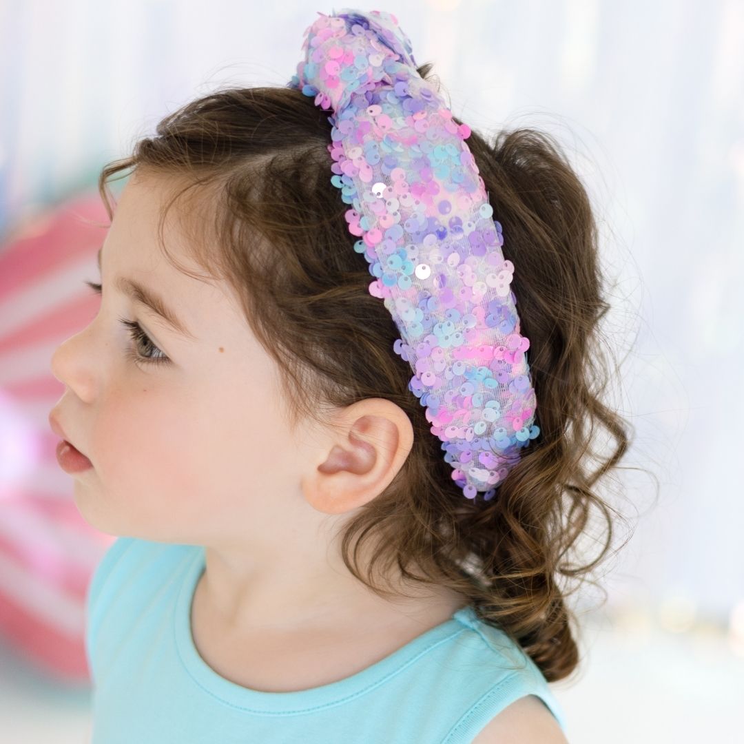 Brianna Cannon Mermaid Sequin Headband Adult & Child Brianna Cannon Adult Size Black Twill Headband With Large  main image 2