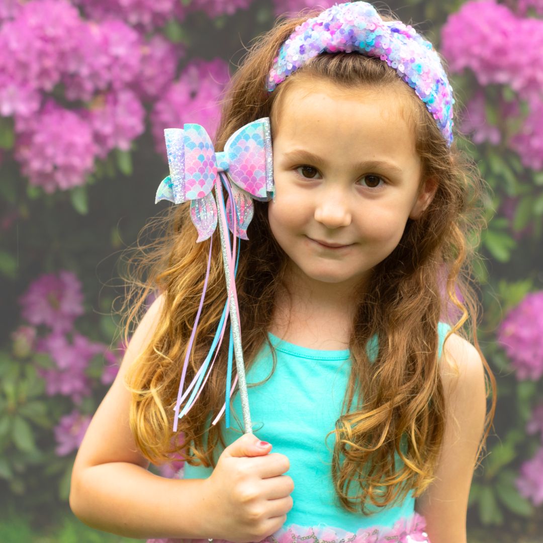 Brianna Cannon Mermaid Sequin Headband Adult & Child Brianna Cannon Adult Size Black Twill Headband With Large  main image 3