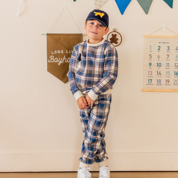 Navy Plaid Sweatshirt