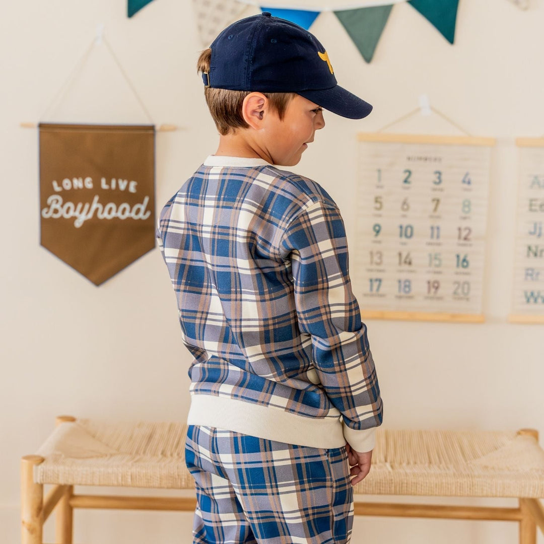 Navy Plaid Sweatshirt