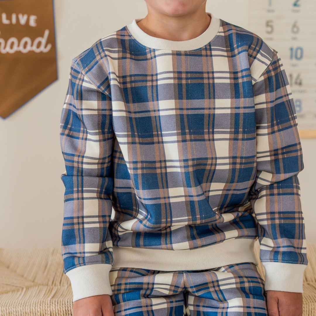 Navy Plaid Sweatshirt