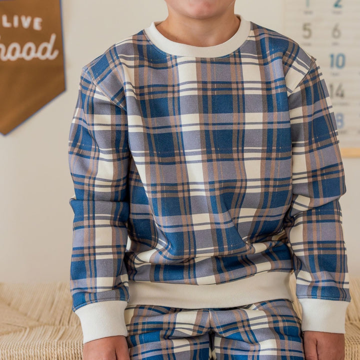 Navy Plaid Sweatshirt