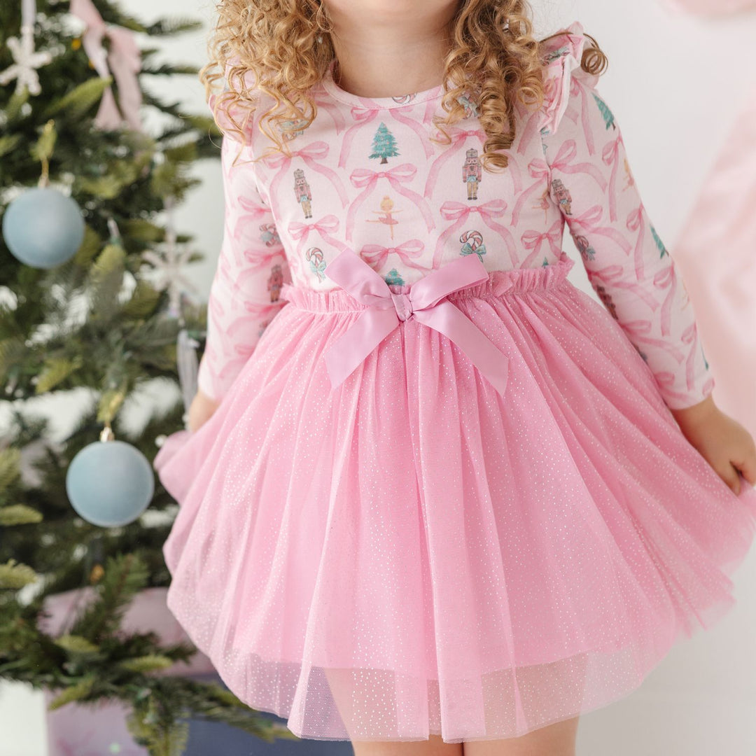 Nutcracker Trellis Christmas Long Sleeve Tutu Dress