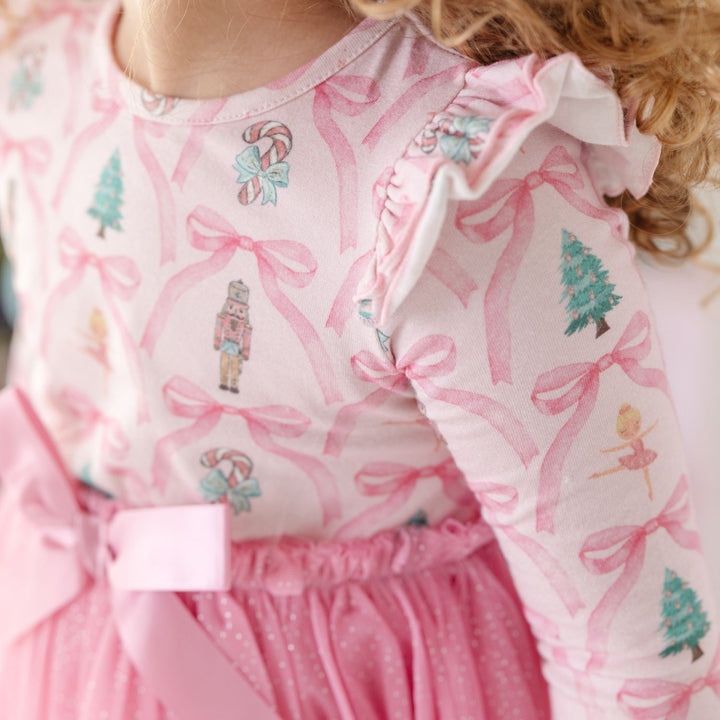 Nutcracker Trellis Christmas Long Sleeve Tutu Dress