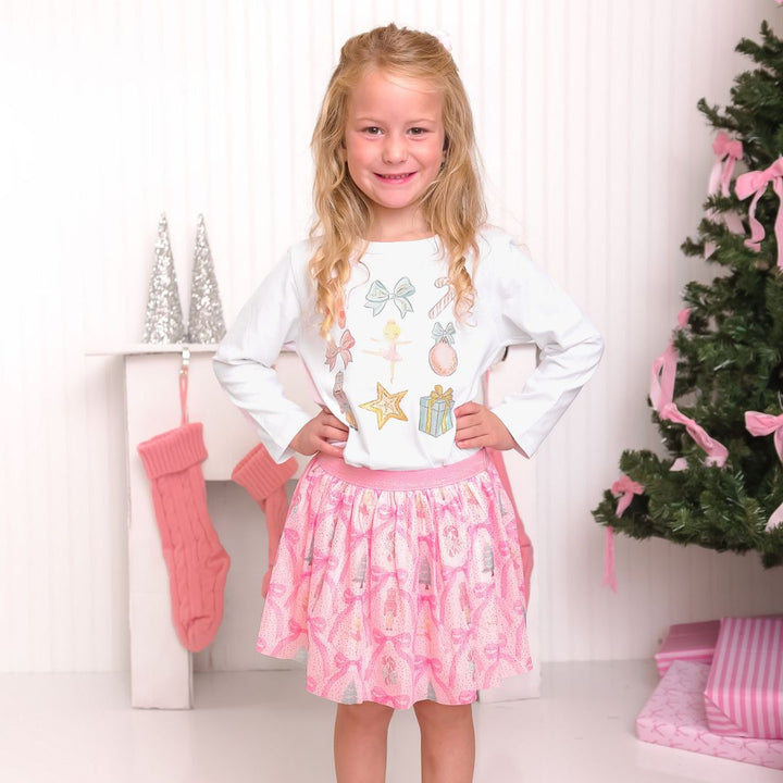 Nutcracker Cutie Christmas Long Sleeve Shirt - White