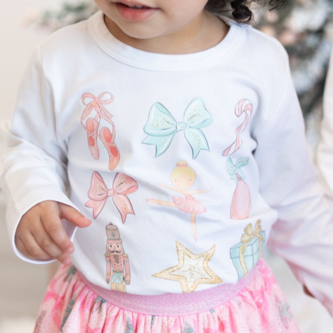 Nutcracker Cutie Christmas Long Sleeve Shirt - White