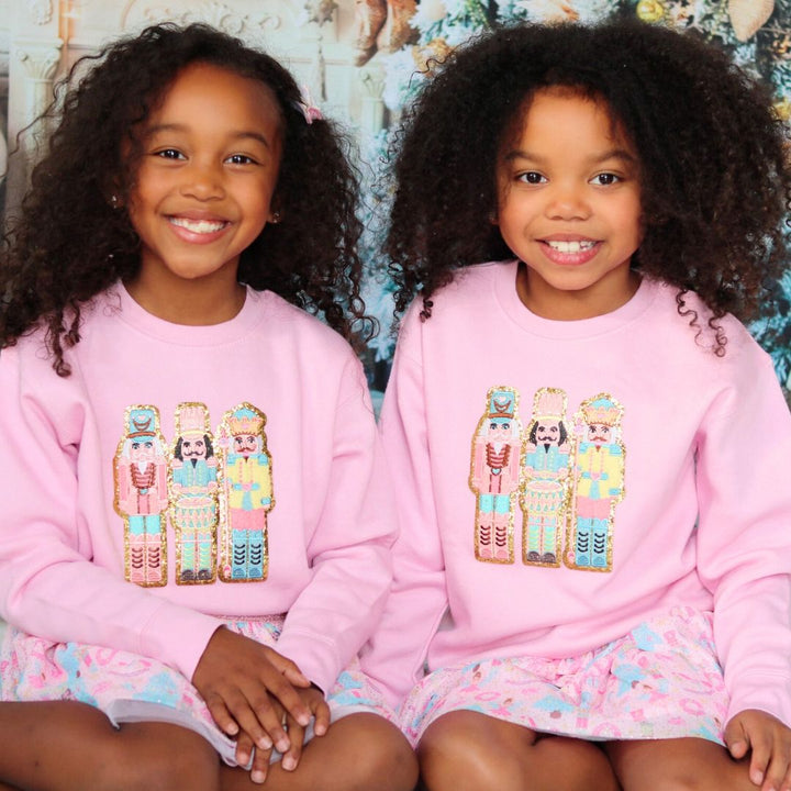 Nutcracker Patch Christmas Sweatshirt - Pink