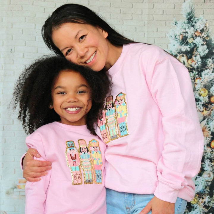 Nutcracker Patch Christmas Sweatshirt - Pink