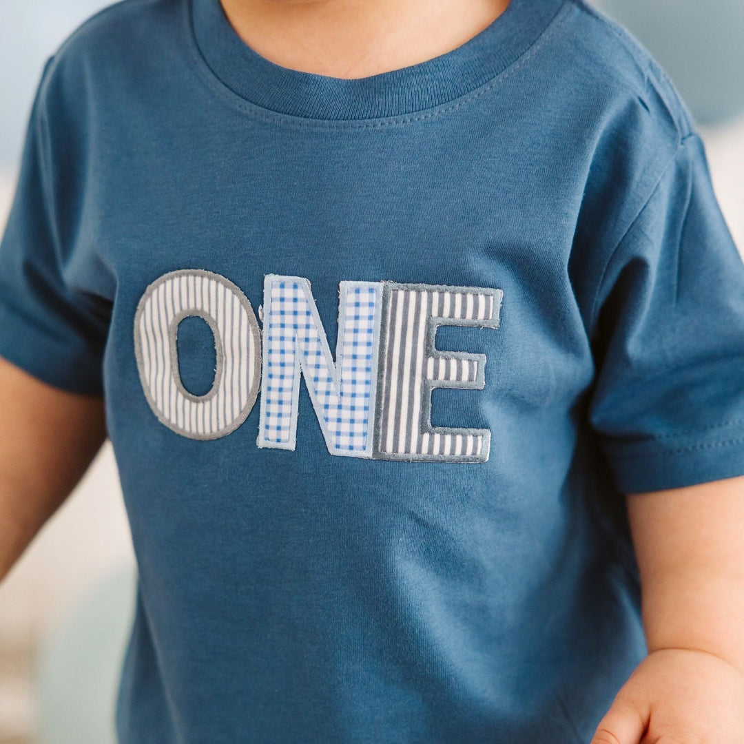 One Patchwork Patch Short Sleeve T-Shirt - Indigo