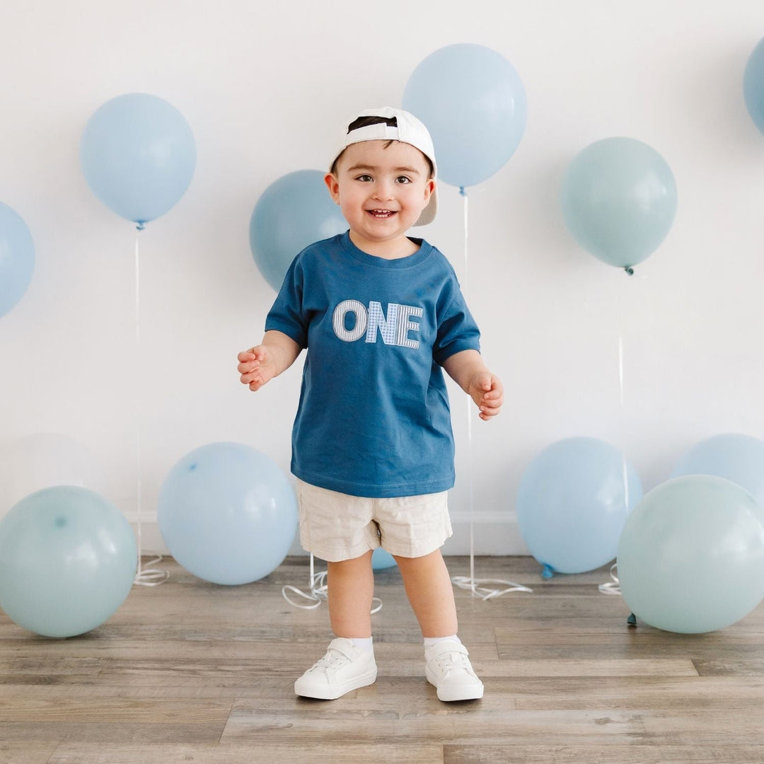 One Patchwork Patch Short Sleeve T-Shirt - Indigo