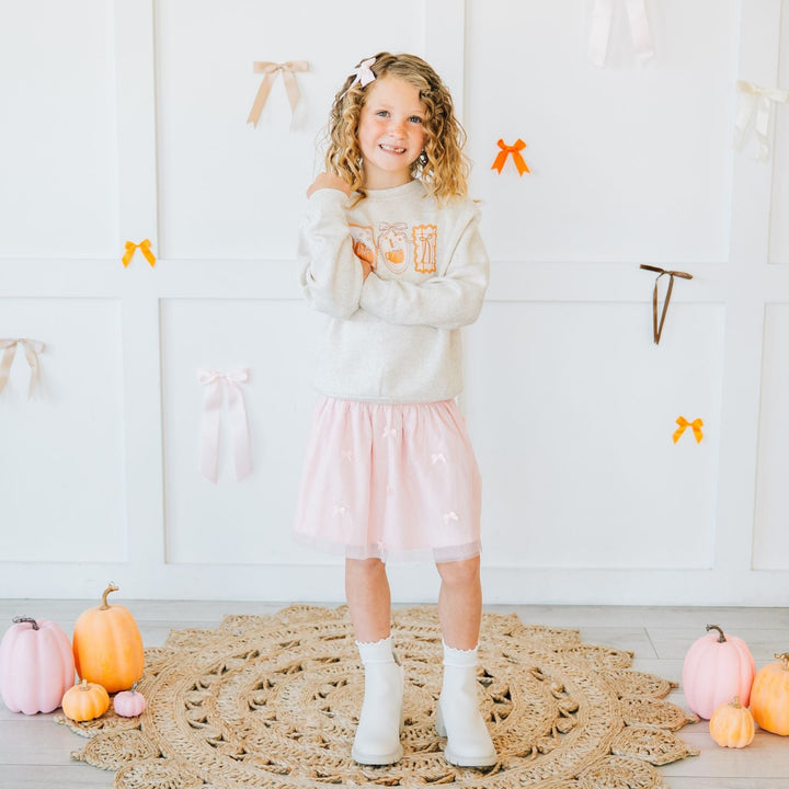 Pumpkin Embroidered Bow Clip